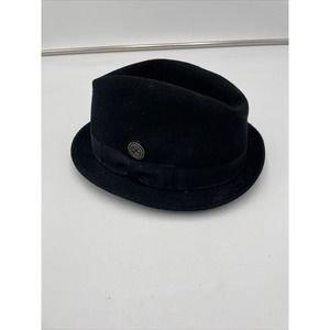 BLACK‎ WOOL FEDORA HAT JC PENNY SIZE 6 1/5 Black Gross Grain Ribbon U.S.A. 1940s